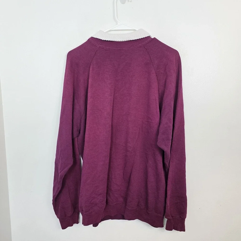 Morning Sun Whitton Purple Tulips Flowers Grandmacore Collared Sweater Size 2XL - Picture 4 of 5